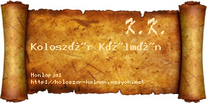 Koloszár Kálmán névjegykártya