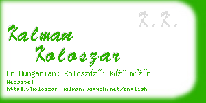 kalman koloszar business card